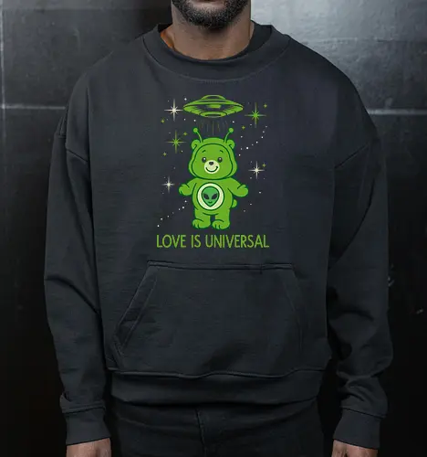 Love Is Universal" Alien Care Bear UFO Parody Art