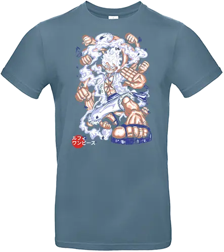  Monkey D. pirate Gear Fourth Boundman Pirate Art - Monkey D. Luffy, Gear Fourth, Boundman, Pirate, anime, manga, Straw Hat Pirates, Haki, New World, anime art, fan merchandise, pirate, anime transformation, shonen, Japanese animation, Gum-Gum Fruit, Pirate King, powerful, action pose - Standard T-Shirt