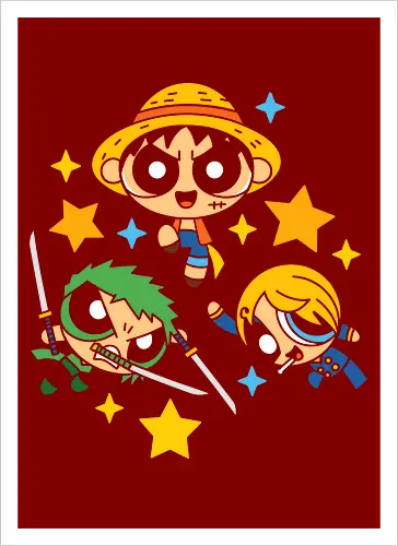 Cute Chibi Straw Hat Pirates Trio Pirate Art