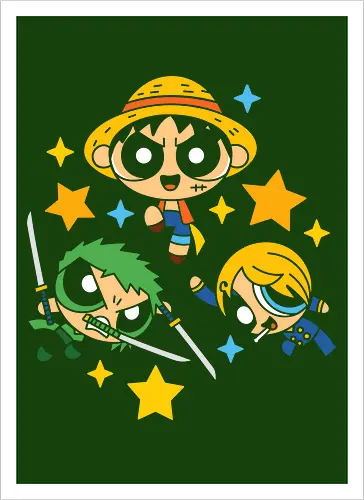 Cute Chibi Straw Hat Pirates Trio Pirate Art