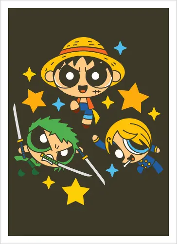 Cute Chibi Straw Hat Pirates Trio Pirate Art