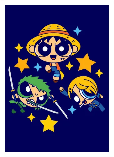 Cute Chibi Straw Hat Pirates Trio Pirate Art