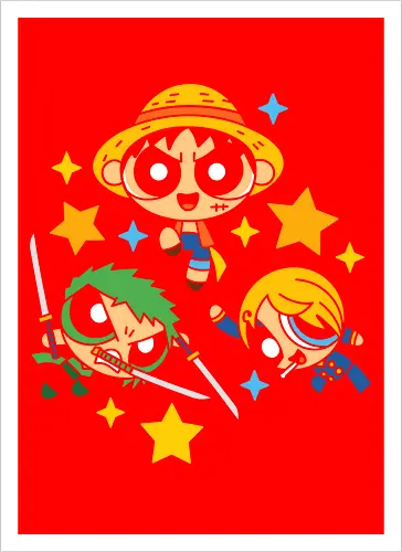 Cute Chibi Straw Hat Pirates Trio Pirate Art