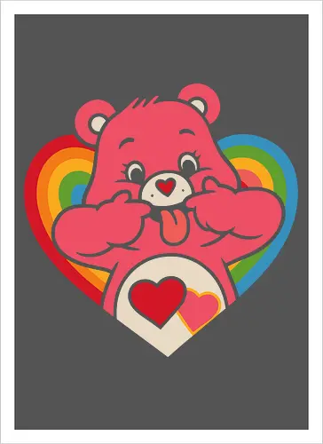 Cute Grumpy Heart  with Rainbow Heart Art Print