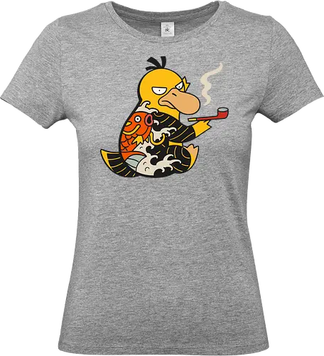 Psyduck Japanese Yakuza Tattoo Pop Culture Art - Psyduck, Pocket, Japanese art, yakuza, tattoo, koi fish, pop culture, mashup, anime, manga, video game, tattoo art, Japanese style, gangster, edgy, quirky, fan art, Pokémon art, retro gaming - Standard T-Shirt (Women)