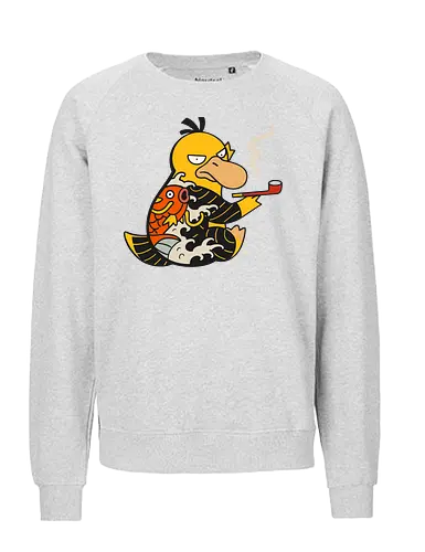 Psyduck Japanese Yakuza Tattoo Pop Culture Art - Psyduck, Pocket, Japanese art, yakuza, tattoo, koi fish, pop culture, mashup, anime, manga, video game, tattoo art, Japanese style, gangster, edgy, quirky, fan art, Pokémon art, retro gaming - Fairtrade Sweatshirt