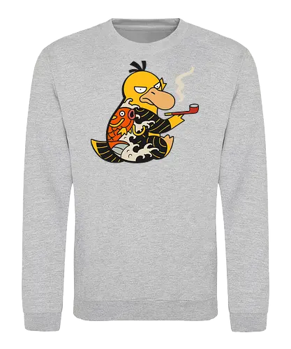 Psyduck Japanese Yakuza Tattoo Pop Culture Art - Psyduck, Pocket, Japanese art, yakuza, tattoo, koi fish, pop culture, mashup, anime, manga, video game, tattoo art, Japanese style, gangster, edgy, quirky, fan art, Pokémon art, retro gaming - Sweatshirt