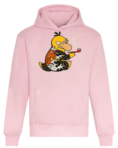 Psyduck Japanese Yakuza Tattoo Pop Culture Art - Psyduck, Pocket, Japanese art, yakuza, tattoo, koi fish, pop culture, mashup, anime, manga, video game, tattoo art, Japanese style, gangster, edgy, quirky, fan art, Pokémon art, retro gaming - Heavyweight Hoodie