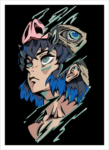  Inosuke Hashibira Unmasked Slayer Anime Art