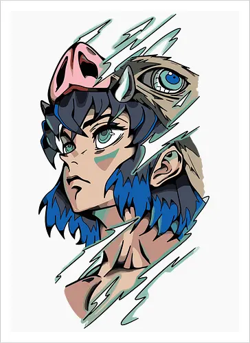  Inosuke Hashibira Unmasked Slayer Anime Art