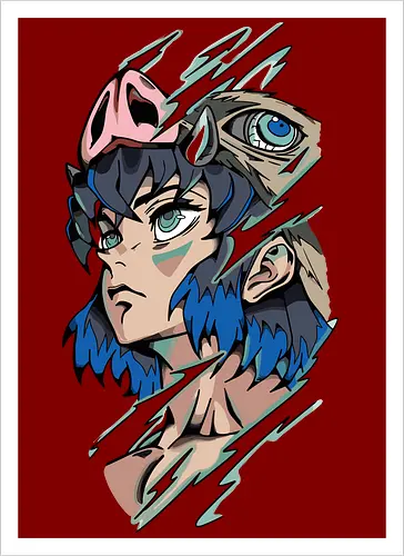  Inosuke Hashibira Unmasked Slayer Anime Art