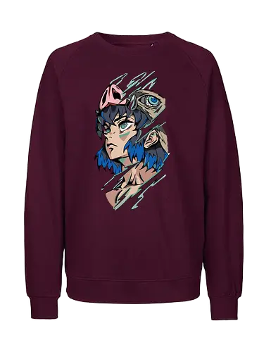  Inosuke Hashibira Unmasked Slayer Anime Art - Inosuke Hashibira, Slayer, Kimetsu no Yaiba, unmasked, boar mask, handsome face, anime, manga, anime art, fan merchandise, Tanjiro Kamado, Zenitsu Agatsuma, Hashibira, shonen, Japanese animation, Inosuke, anime print, iconic, demon slayer corps - Fairtrade Sweatshirt