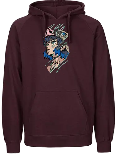  Inosuke Hashibira Unmasked Slayer Anime Art - Inosuke Hashibira, Slayer, Kimetsu no Yaiba, unmasked, boar mask, handsome face, anime, manga, anime art, fan merchandise, Tanjiro Kamado, Zenitsu Agatsuma, Hashibira, shonen, Japanese animation, Inosuke, anime print, iconic, demon slayer corps - Fairtrade Hoodie