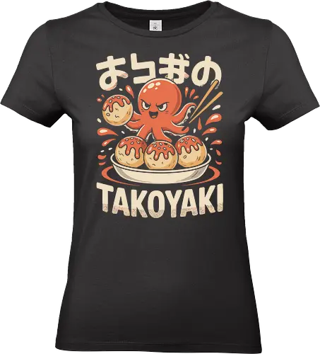 Cute Octopus Takoyaki Japanese Food Art - Takoyaki, octopus, Japanese food, street food, kawaii, cute octopus, food art, Japanese cuisine, food lover, foodie, anime, manga, fun art, unique gift, seafood, Japan, kitchen decor, funny food, Takoyaki art, anime food - Standard T-Shirt (Women)