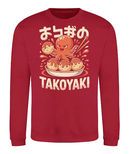 Cute Octopus Takoyaki Japanese Food Art - Takoyaki, octopus, Japanese food, street food, kawaii, cute octopus, food art, Japanese cuisine, food lover, foodie, anime, manga, fun art, unique gift, seafood, Japan, kitchen decor, funny food, Takoyaki art, anime food - Sweatshirt