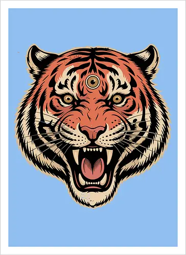 Third Eye Mystical Tiger Head Art Print