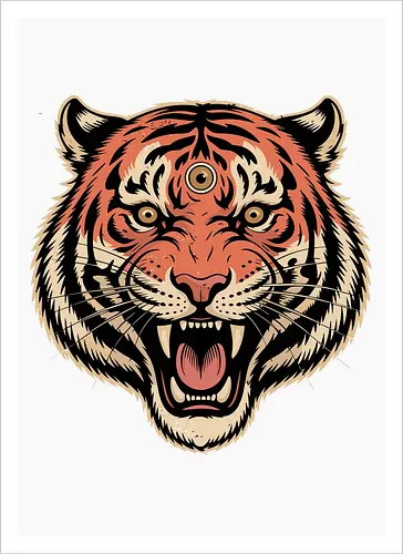 Third Eye Mystical Tiger Head Art Print