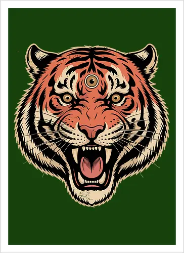 Third Eye Mystical Tiger Head Art Print