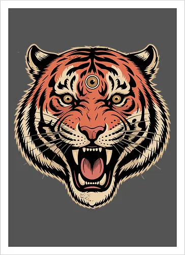 Third Eye Mystical Tiger Head Art Print
