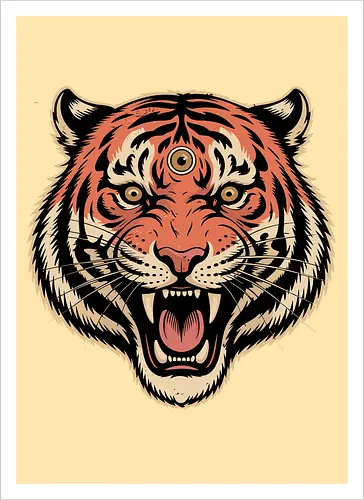 Third Eye Mystical Tiger Head Art Print