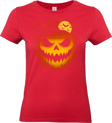 Scary Halloween Pumpkin - 31st October, candy corn, cool, evil pumpkin, halloween, autumn, happy halloween, happy halloween tee, monster, October 31st, pumpkin, scary, scary tee, silhouette, spooky, trick or treat, aesthetic, illustration - Standard T-Shirt (Women)