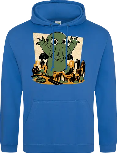 Cthulhu City Destruction - Cthulhu, Call Of Cthulhu, Cute, Cosmic Horror, Cosmic, Hp Lovecraft, Lovecraftian, Lovecraft, Animation, Horror, Vintage, Retro, Old Gods, Ancient Gods, Madness, Destroy - Standard Hoodie