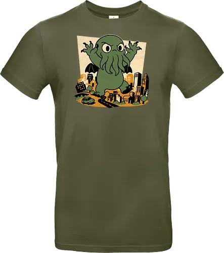 Cthulhu City Destruction - Cthulhu, Call Of Cthulhu, Cute, Cosmic Horror, Cosmic, Hp Lovecraft, Lovecraftian, Lovecraft, Animation, Horror, Vintage, Retro, Old Gods, Ancient Gods, Madness, Destroy - Standard T-Shirt