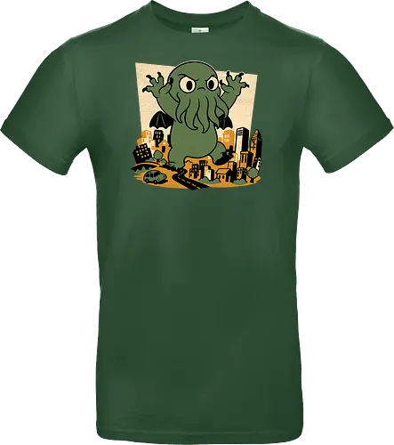 Cthulhu City Destruction - Cthulhu, Call Of Cthulhu, Cute, Cosmic Horror, Cosmic, Hp Lovecraft, Lovecraftian, Lovecraft, Animation, Horror, Vintage, Retro, Old Gods, Ancient Gods, Madness, Destroy - Standard T-Shirt