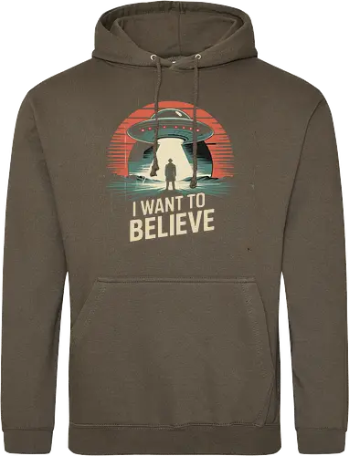 I Want To Believe" UFO Alien Abduction Retro Art