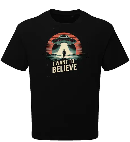 I Want To Believe" UFO Alien Abduction Retro Art