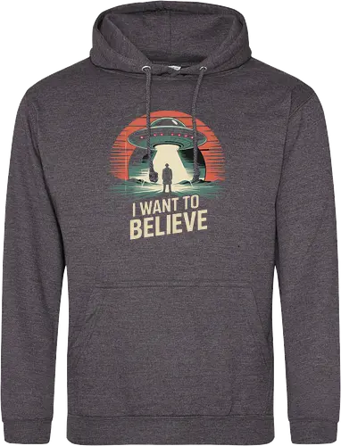 I Want To Believe" UFO Alien Abduction Retro Art