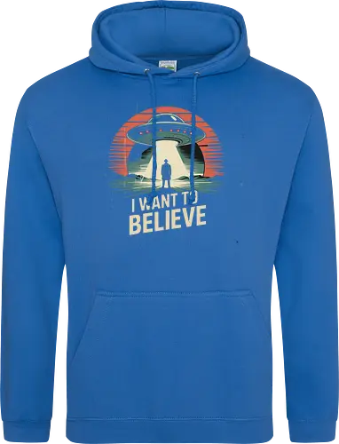 I Want To Believe" UFO Alien Abduction Retro Art