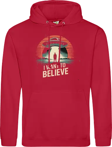 I Want To Believe" UFO Alien Abduction Retro Art