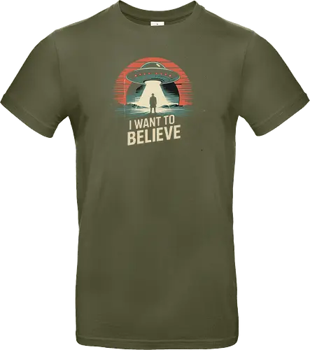I Want To Believe" UFO Alien Abduction Retro Art