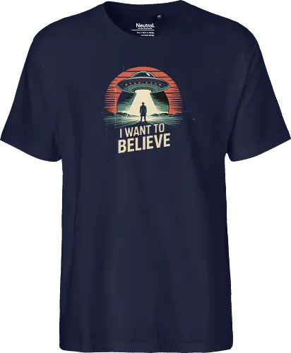 I Want To Believe" UFO Alien Abduction Retro Art