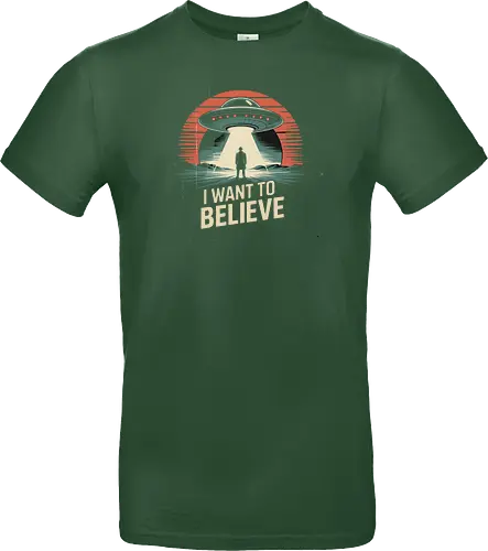 I Want To Believe" UFO Alien Abduction Retro Art