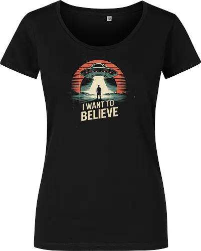 I Want To Believe" UFO Alien Abduction Retro Art