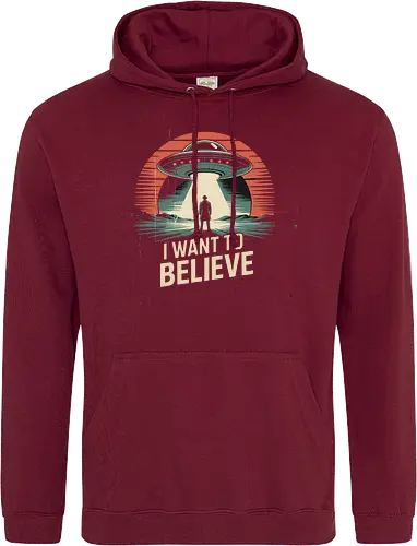 I Want To Believe" UFO Alien Abduction Retro Art