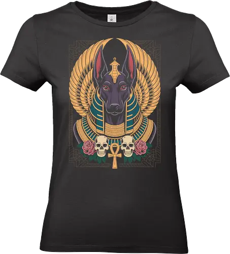 Anubis Egyptian Canine Portrait - anubis, egyptian, dog, mythic, tattoo, gothic - Standard T-Shirt (Women)
