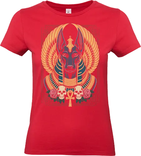 Anubis Egyptian Canine Portrait - anubis, egyptian, dog, mythic, tattoo, gothic - Standard T-Shirt (Women)