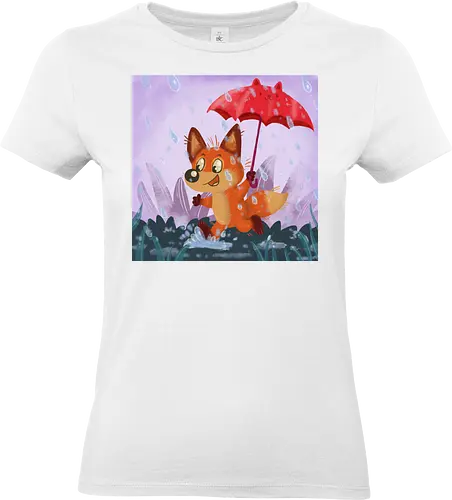 Pfützenfuchs - Comic, Regen, Herbst, Fuchs, Fox, Cute - Standard T-Shirt (Women)