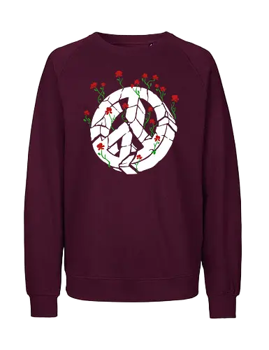 Peace Through Flowers Broken Peace Sign Art - Peace sign, broken peace, flowers, roses, pacifist, anti-war, hope, protest, nature, activist, peace and love, unique art, symbolic, inspirational, peaceful, art print, protest art, flower art, human rights - Fairtrade Sweatshirt
