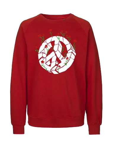 Peace Through Flowers Broken Peace Sign Art - Peace sign, broken peace, flowers, roses, pacifist, anti-war, hope, protest, nature, activist, peace and love, unique art, symbolic, inspirational, peaceful, art print, protest art, flower art, human rights - Fairtrade Sweatshirt