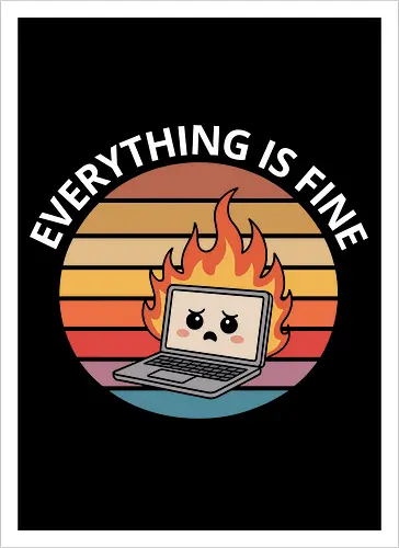 Everything Is Fine" Laptop on Fire Funny Tech Art