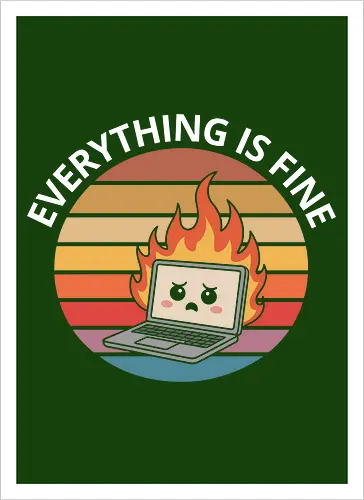 Everything Is Fine" Laptop on Fire Funny Tech Art