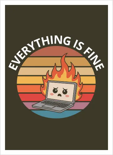 Everything Is Fine" Laptop on Fire Funny Tech Art