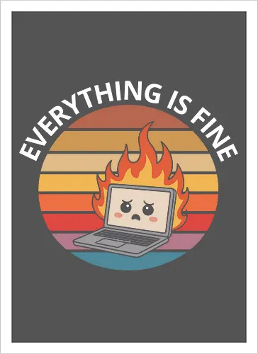 Everything Is Fine" Laptop on Fire Funny Tech Art