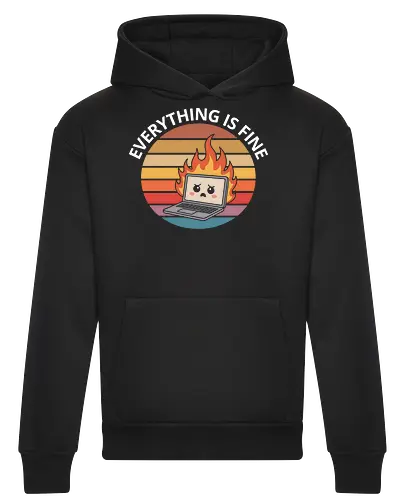 Everything Is Fine" Laptop on Fire Funny Tech Art