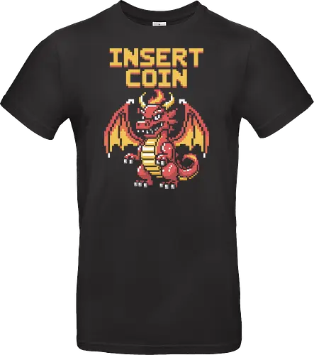 "Insert Coin" Pixel Art Retro Arcade Dragon Game Art