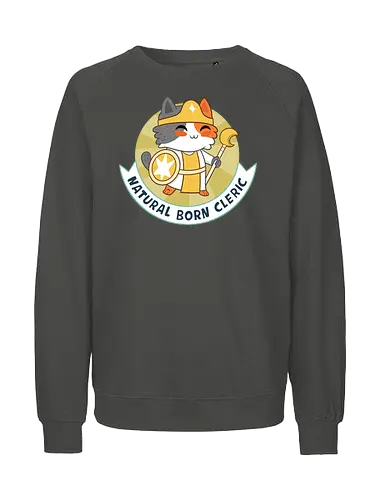 RPG Cats - Natural Born Cleric - RPGArt, FantasyIllustration, DungeonCrawl, CuteFantasy, rpg, Pen and Paper, Katzen, fantasy katzen, Pen and paper, RPG, gaming, fantasy, D20, 20 sided dice, character classes, rollenspiel, rpg, rpg katzen - Fairtrade Sweatshirt